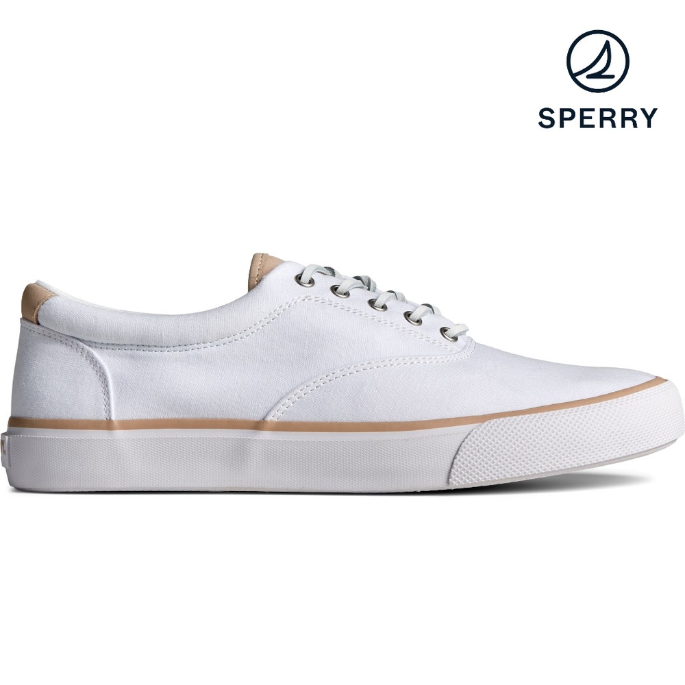 Sperry Striper II CVO Seacycled Twill Sneaker White Tan 8.5 Men’s